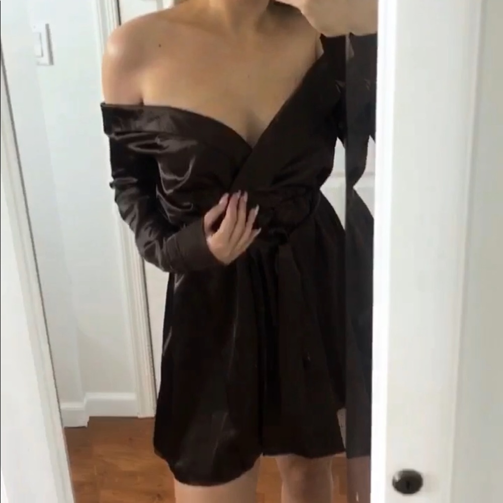 Off the Shoulder Silk Dress